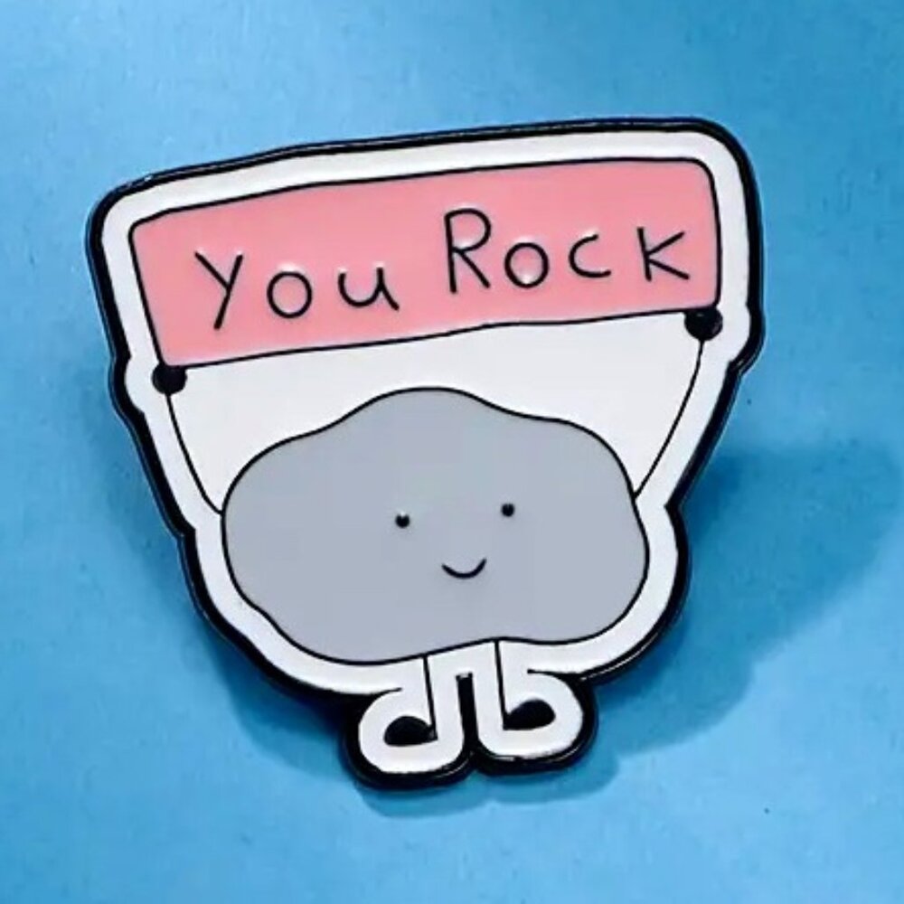 🌺 🌺 🌺 Cute Cartoon Pin with 'YOU ROCK' Banner